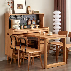 Modern Cherry Wood Rotating Dining Table Cabinet North America Style Small Apartment Storage Cabinet Simple Integrated Table