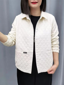 เสื้อแจ็คเก็ตคอโปโลสีพื้นทรงหลวมสไตล์ลำลองสำหรับผู้หญิงไซส์ใหญ่ แขนยาว กระดุมแถวเดียว สไตล์ลำลอง ฤดูใบไม้ผลิ 2024