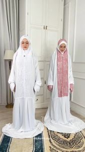 MukenaAlya - Mukena Arsyila Terusan berLengan Polos mix Brokat Rayon Premium Syariii Dewasa Up Jumbo
