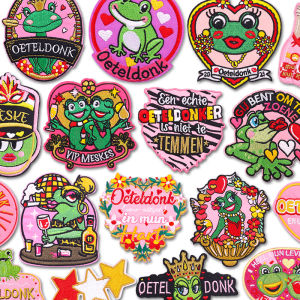 Netherland Oeteldonk Emblem Embroidered Patches Netherland Carnival Frog Patch Iron On Patches For Clothing DIY Sewing Badges