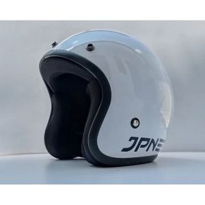 Helm bogo jpn Retro Arc warna putih glosy kaca datar dan cembung