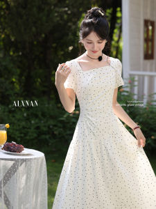 Đầm Nữ Kiểu Pháp Cổ Vuông Đốm