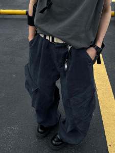 Loose Straight Leg Workwear Pants American Retro Bend Knife Multi Color Casual Dance Streetwear Loose Cotton Trousers