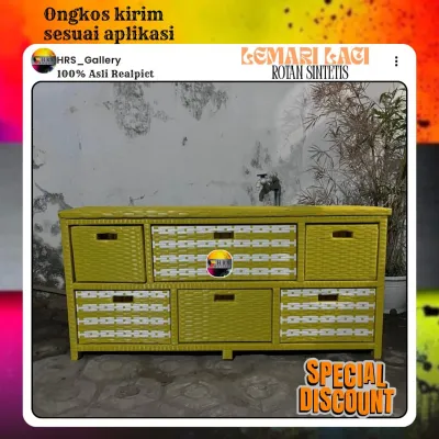 (Ready stok) Meja tv lemari laci rotan sintetis laci 6 jasmine termurah