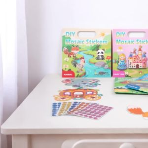 DIY Khảm Miếng Dán Thủ Công Bộ Dụng Cụ Dành Cho Trẻ Em 2 Trong 1 Động Vật/Khủng Long/Công Chúa Chủ Đề Giao Thông Vẽ Nghệ Thuật Bộ Đồ Chơi Giáo Dục Quà Tặng