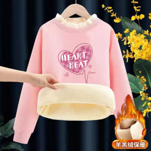 Girl Cashmere Velvet Padded Thickened Sweater New Arrival Fashionable Childrens Clothing Autumn and Winter Heattech Baby Girl Internet Celebrity Tops Outerwear