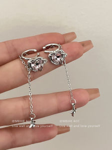 Y2K /Năm 2000 Dễ Thương Bé Gái Bông Tai Tua Rua Hình Trái Tim Không Cần Xuyên Cho Phụ Nữ Thời Trang Sành Điệu Phong Cách Hàn Quốc Kẹp Tai Hợp Kim