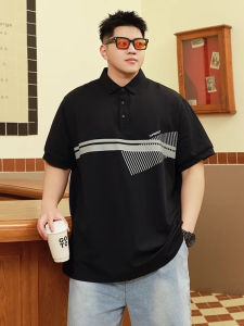 Trendy plus Size Mens Summer Casual Short Sleeve Polo Shirt Loose Fit Classic Collar Embroidered No Iron Treatment Youthful Style