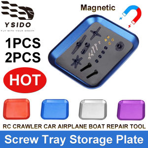 1/2Pcs YSIDO RC Crawler Car Airplane Boat Part Aluminium Alloy Magnetic Screw Tray Storage Plate Repair Tool for Axial SCX10 D90