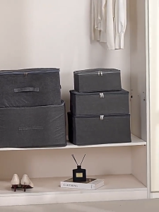 Large Capacity Cationic Foldable Storage Box With Zipper & Cover Machine Washable Clothes Organizer