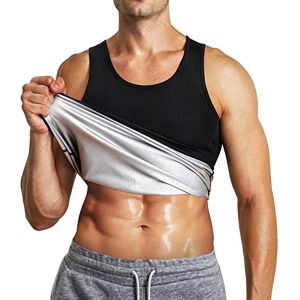 Qtree Sauna Body Shaper Vest for Men Waist Trainer Sweat Compression Shirt Heat Trapping Sleeveless Weight Loss Workout Tops