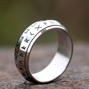 Nhẫn Nam Xoay Được Khắc Chữ Rune Viking 2024 Thép Không Gỉ 316L Mặt Dây Chuyền Odin Cổ Điển Trang Sức Thời Trang Quà Tặng Cho Tuổi Teen