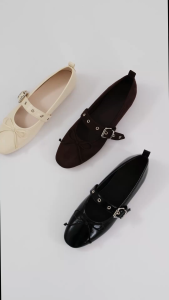 Nose Ballet Flat With Bold Buckle Strap