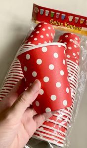 [1 PAK ISI 25 PCS] Gelas Kertas / Papercup Motif / Paper Cup Polkadot Gelas Kertas Motif Unik Pesta Ulang Tahun