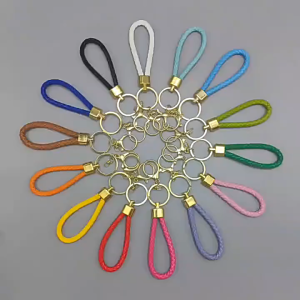 Rope Keychain Multi-color Braided PU Leather Keychain Metal Lobster Clasp Keyring Backpack Pendant Ornamen
