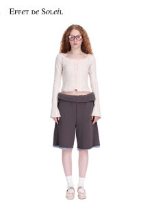 Turnover Waist Belted Wide Leg Casual Shorts