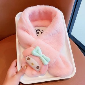 Kids Purple Clow M Scarf Girl Autumn and Winter Stuffed Heattech Scarf Baby Neck Protection Cross Bandana Accessories