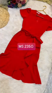 Mydu shop | MS 2350 – Đầm dự tiệc thun Umi cổ tim lệch eo buộc nơ duyên dáng nổi bật cá tính