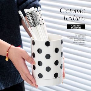 Black White Ceramic Chopstick Holder