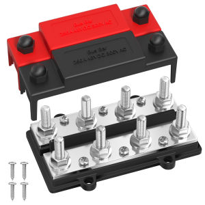 Khối Phân Phối Điện Hai Hàng 250A Thanh Dẫn Điện 12V Với 8 X 3/8 Đầu Nối Và 6 X # 8 Đầu Nối Vít Cho Pin Nối Đất Dương