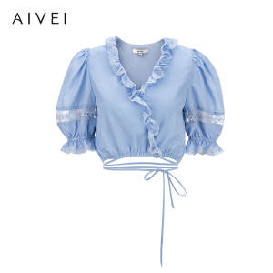 AIVEI | Sweet and Spicy Vacation Style Cross Waist Tied Short Top