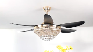 Light luxury crystal fan light restaurant all-in-one electric fan light smart frequency conversion mute living room ceiling fan light
