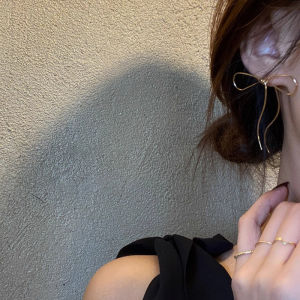 Korean Style Butterfly Knot Tassel Earrings Unique Minimalist Design Elegant Fashion Jewelry Ear Cuffs Alloy/Plated Silver/Gold