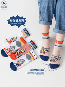 ถุงเท้าผ้าไหมน้ำแข็งบางสำหรับเด็ก ถุงเท้าผ้าฝ้ายระบายอากาศได้ดี ถุงเท้าผู้ชายและผู้หญิง ลายการ์ตูน ถุงเท้าผ้าฝ้ายเนื้อนุ่ม