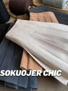 High Waist Thickened Woolen A-Line Mini Skirt for Women Autumn Winter Slimming Style JK School Uniform Light Beige Half Body Skirt