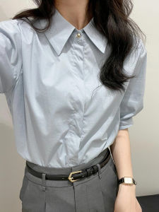 YAOMUHUA | Elegant Casual Blue Shirt Short Sleeves