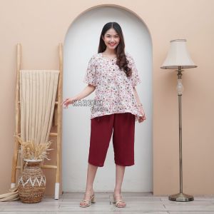 Setelan Bangkok 7/8 Motif Bunga One Set Crinkle Airflow