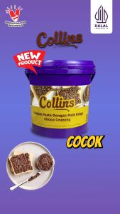 COLLINS CHOCO CRUNCHY Kemasan 1Kg (Pail) - Selai Coklat Malt Krispi - RECOMMENDED - BEST SELLER