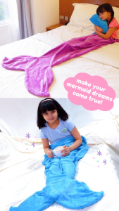 Mermaid Blanket for Kids 4yo - 7yo (Size Medium) by Mermaid Dreams PH (Soft Fleece Mermaid Tail Blanket / Made in PH / Mermaid Pillow Blanket can turn into a pillow)