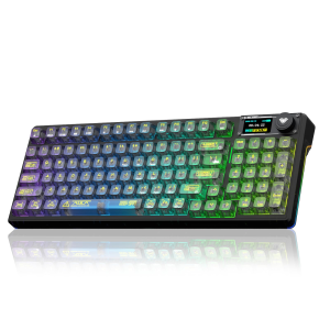 AULA | Aula F98Pro V3 Wireless Mechanical Keyboard with Screen & Knob Tri-Mode Hot Swappable Computer Keyboards 10000mAh Battery RGB