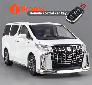 I know 1:24 Toyota Alphard MPV Metal Alloy Toys Car Model Diecast Vehicle For Boys Kids Simulation Sound Light Effect Gift Hobbies Collection Simulation Alloy Car Model
