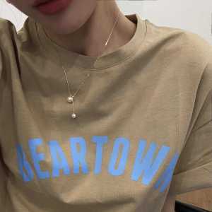 Titanium Steel No Fading South Korea Gold Pearl Necklace Adjustable Small Pendant Necklace Female Stylish Niche Style Clavicle Chain