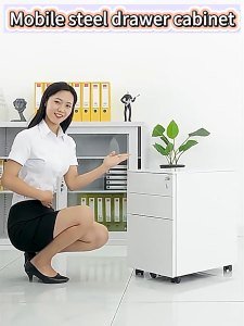 ⚡ Free Shipping ⚡White movable metal drawer storage cabinet with lock and wheels three layers