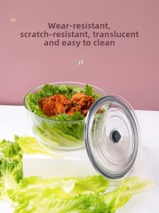 Large Capacity Glass Food Grade ness Preservation Bowl with Lid for Fruits And Vegetables Heat Resistant High Temperature Resistant
