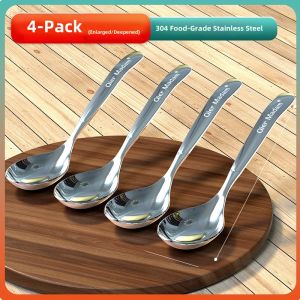 Large Deep round Stainless Steel 304 Long Handle Soup Spoon for Eating Soup And Watermelon Clever Lady Kitchen Cooking Utensil