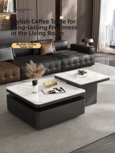 YIYOU | Modern Minimalist Living Room Large Square Surface Stone Table