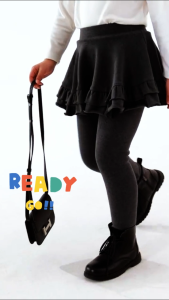 [4-10±Yrs] Seluar Legging Budak Perempuan Tutu Skirt Legging Pant Girl Kids 2in1 Soft Cotton Elastic Stretchable