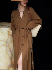 DANTING | Elegant Casual Long Dress Brown