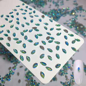 Dana Best Selling Mini Small Size Lake Blue Color K9 Blue Green Magic Color Manicure Jewelry 30 PCs Flats Shaped Fingertip Diamond Decorations