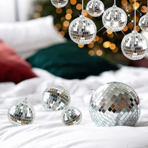 Mirror Disco Ball Christmas Laser Reflective Glass Ball Christmas Tree Decoration Birthday Party Cake Decor Mirror Ball Ornament
