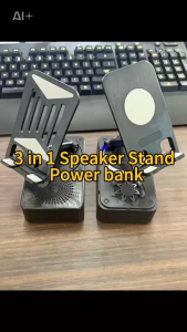 4 in 1 Adjustable Phone Holder With Microphone Powerful Sound Bluetooth Speaker Power Bank Phone Stand