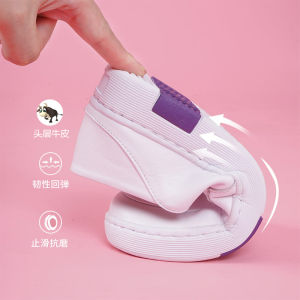 Nightingale Top Layer Cowhide Nurse Shoes Womens Soft Bottom Breathable Anti-Odor Slip-Resistant Professional Medical Work White Shoes