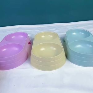 ชามอาหารสัตว์เลี้ยง สัตว์เลี้ยง น้องแมว สุนัข ชาม2ช่อง สไตล์เรียบง่าย ป้องกันการเคาะ ชามแมวCW26