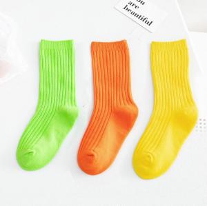 3 Pairs Kids Casual Ribbed Socks Japenese Style Solid Candy Color Baby Boys Girls Sockens Spring Summer Children Mid-Tube Socks