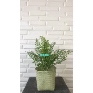 Tanaman Plastik Daun Tapak Ikan Pari X1 Latex Artificial Cover Pot Purun Sintetis Hijau Muda Pajangan Dekorasi Ruangan Aesthetic