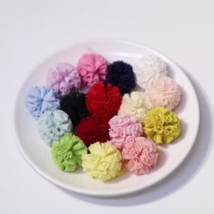 25mm Polyester Lace Ball Gauze Elastic Flower Pompoms Craft Plush Mesh Pendant for DIY Hairpins Sewing Decoration Accessories